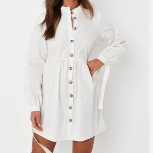 Missguided Tie Sleeve Button Up Shirt Dress